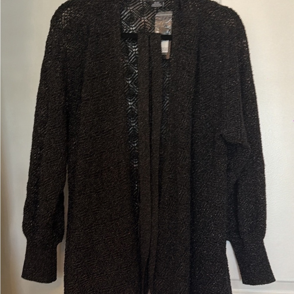 City Chic Black Sparkle Open-Front Cardigan